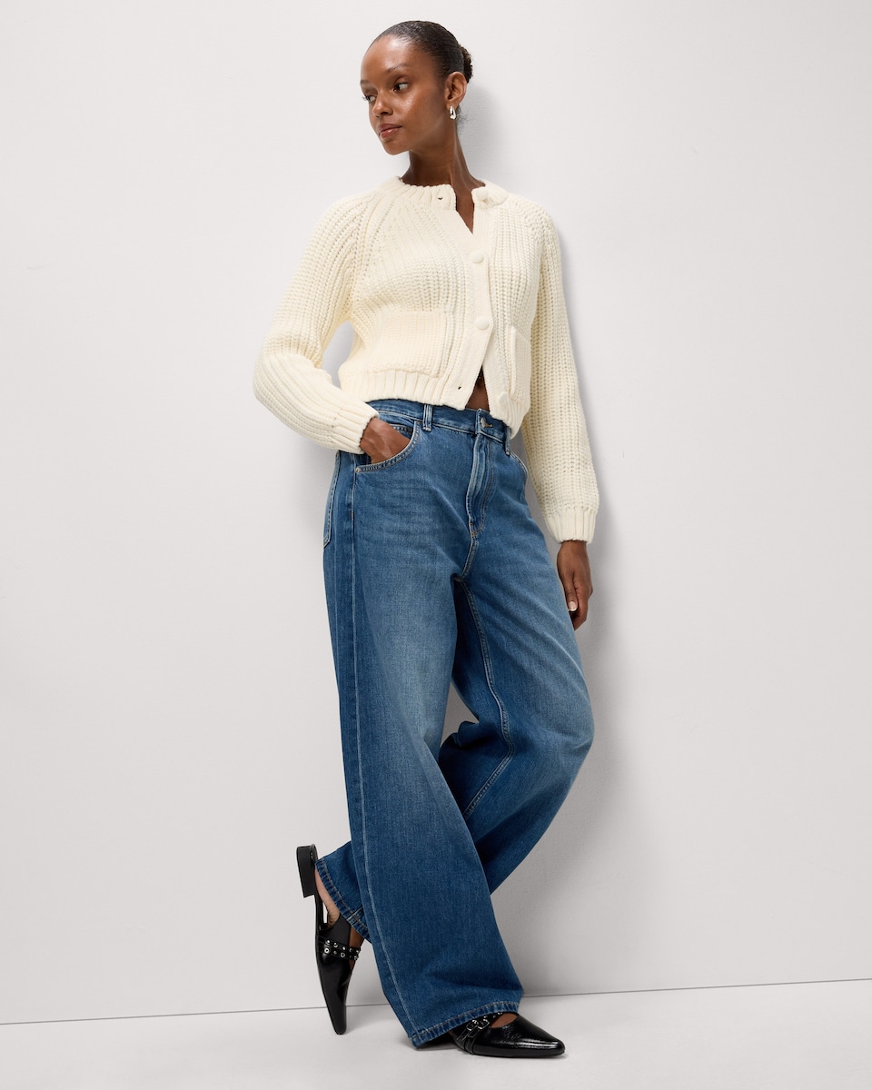 image 1 of F&F Chunky Knitted Cardigan in Cream