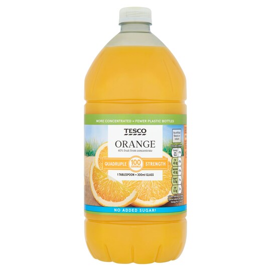 Tesco Quad Strength Orange Squash No Added Sugar 1.5L Tesco Groceries