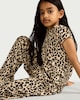 image 1 of F&F Girls 2-Piece Textured Leopard Print Top and Trousers Set in Multi