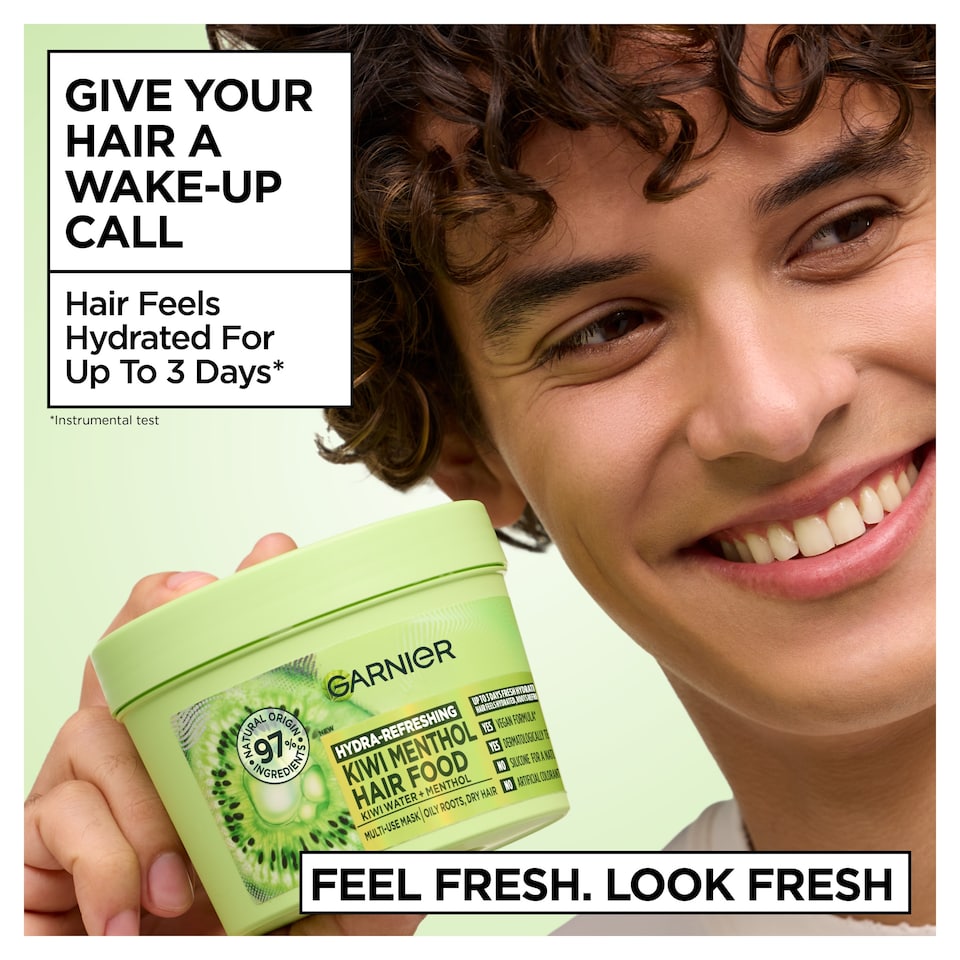 image 1 of Garnier Hydra-refreshing kiwi menthol Hair Food Mask 400ml