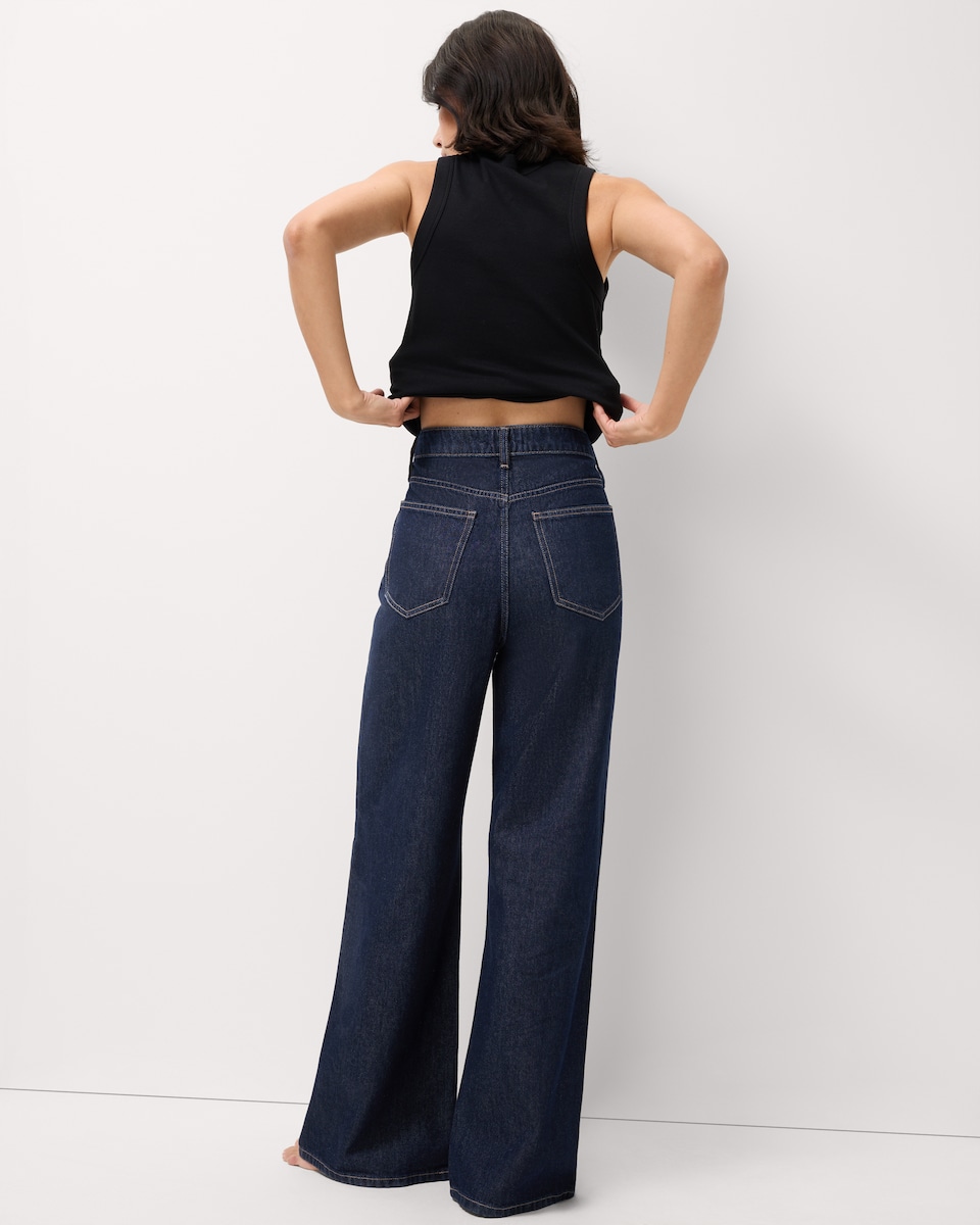 image 1 of F&F Pure Cotton Wide Leg Jeans in Navy