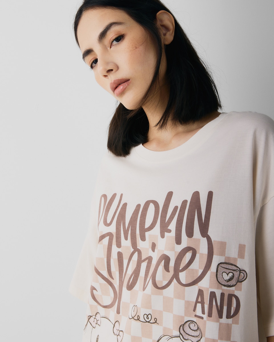 image 1 of Cinnamoroll Pure Cotton Nightdress in Cream