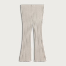 F&F Ribbed Metallic Flared Co-ord Leggings in Neutral