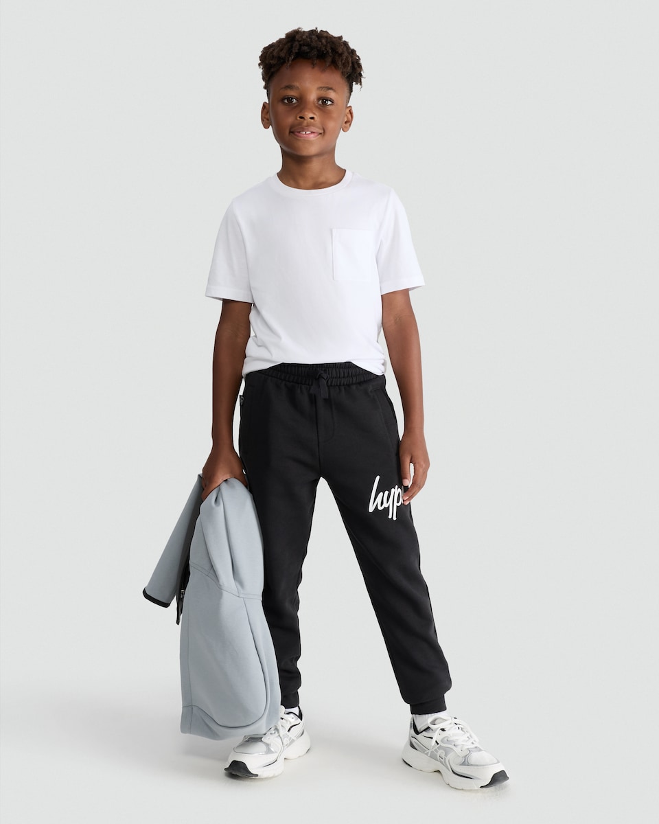 image 1 of Hype Cotton Rich Logo Joggers in Black