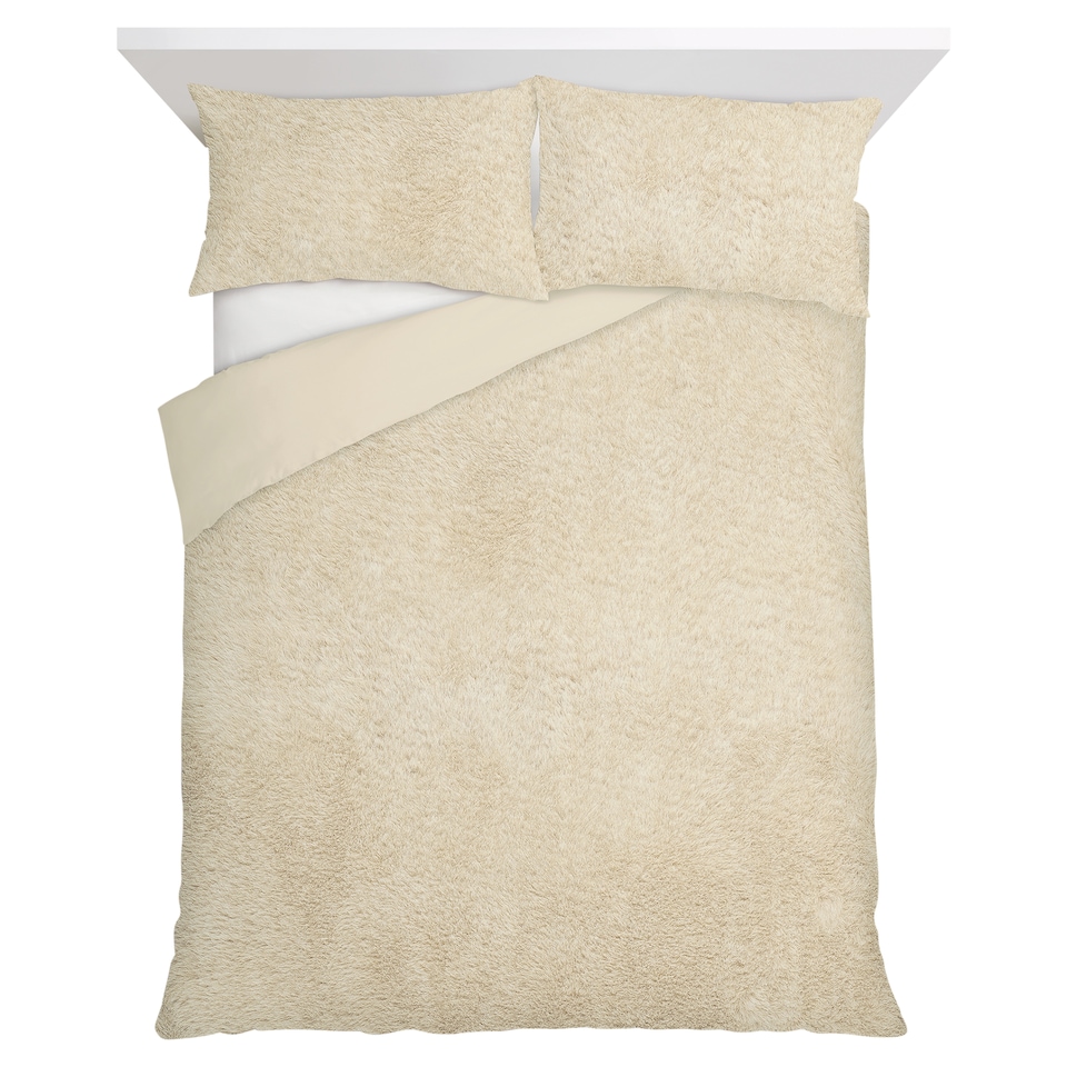 F&F Home Bedding Natural Faux Fur Duvet Set King