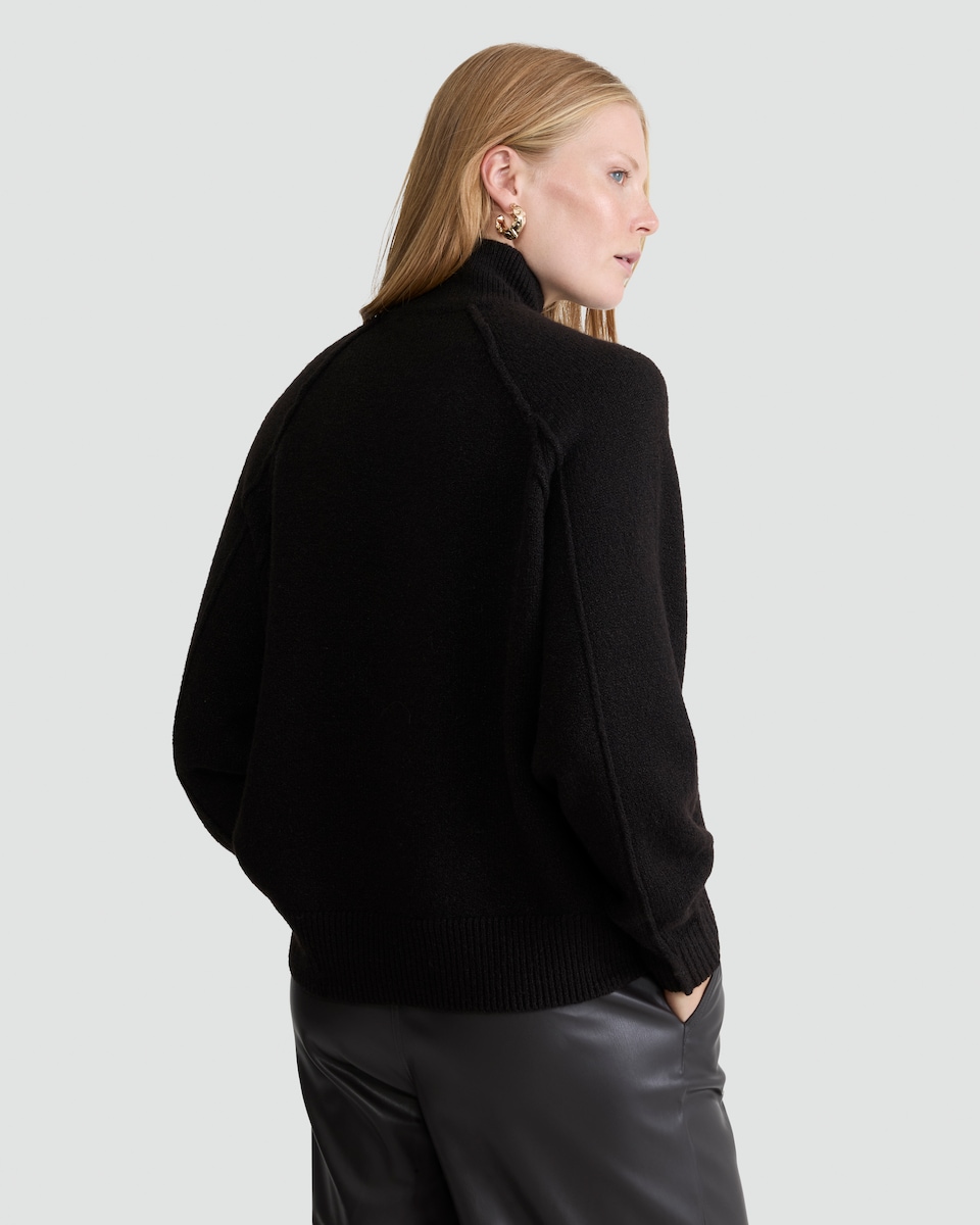 image 1 of F&F Knitted High Neck Jumper with Wool in Brown