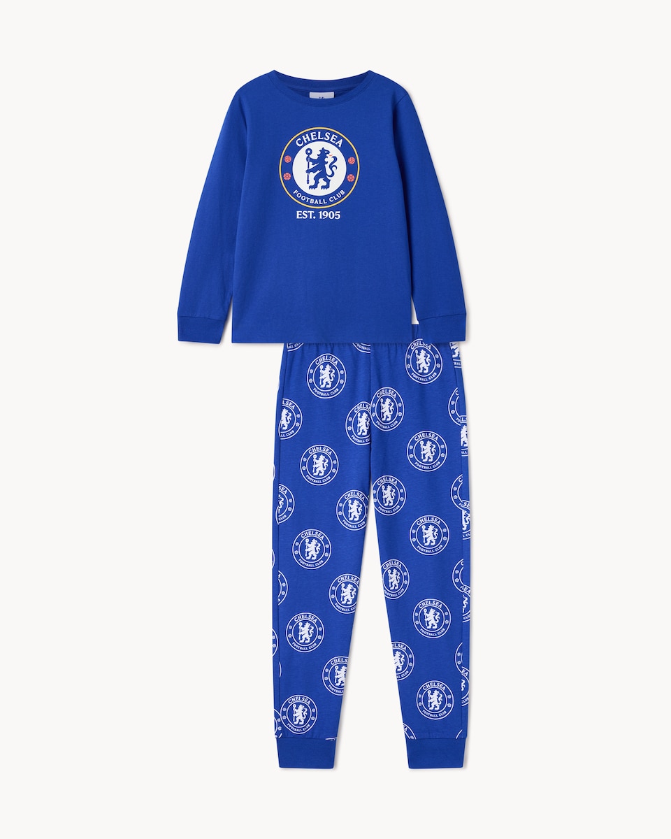 image 1 of Chelsea FC Pure Cotton Pyjama Set in Blue
