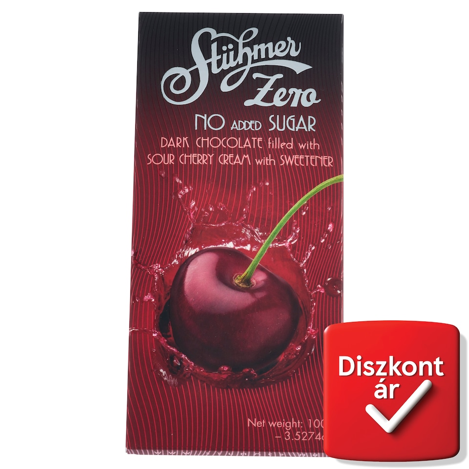 Stühmer meggyes krémmel töltött étcsokoládé édesítőszerrel 100 g
