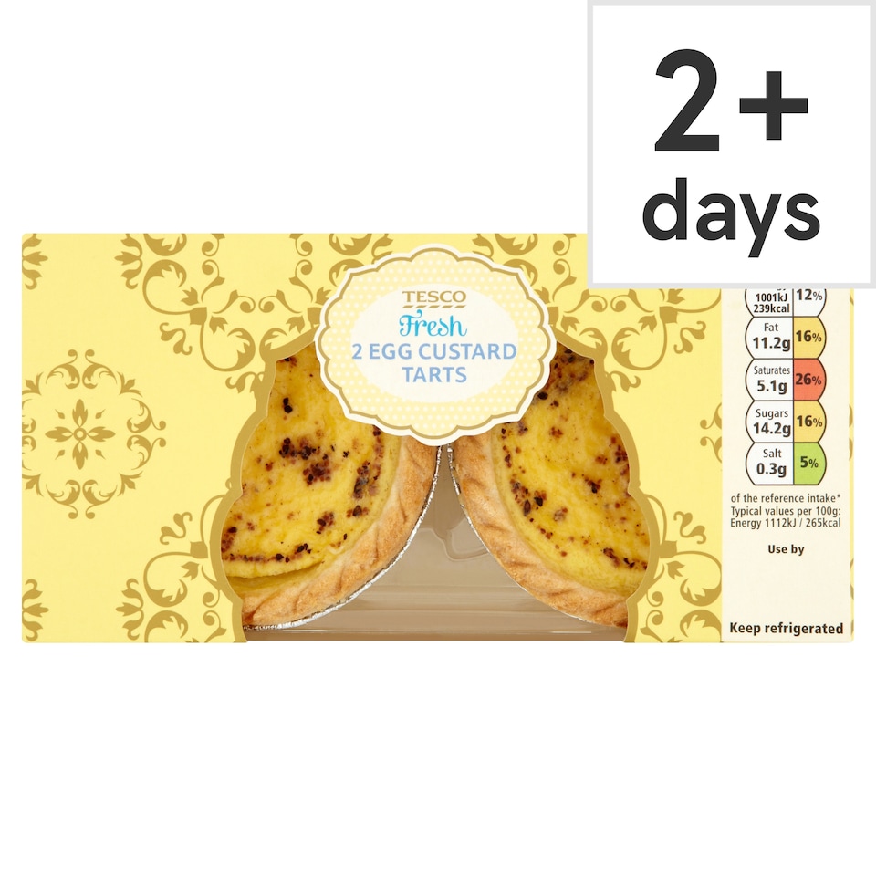 Tesco Fresh Egg Custard Tarts 2 Pack
