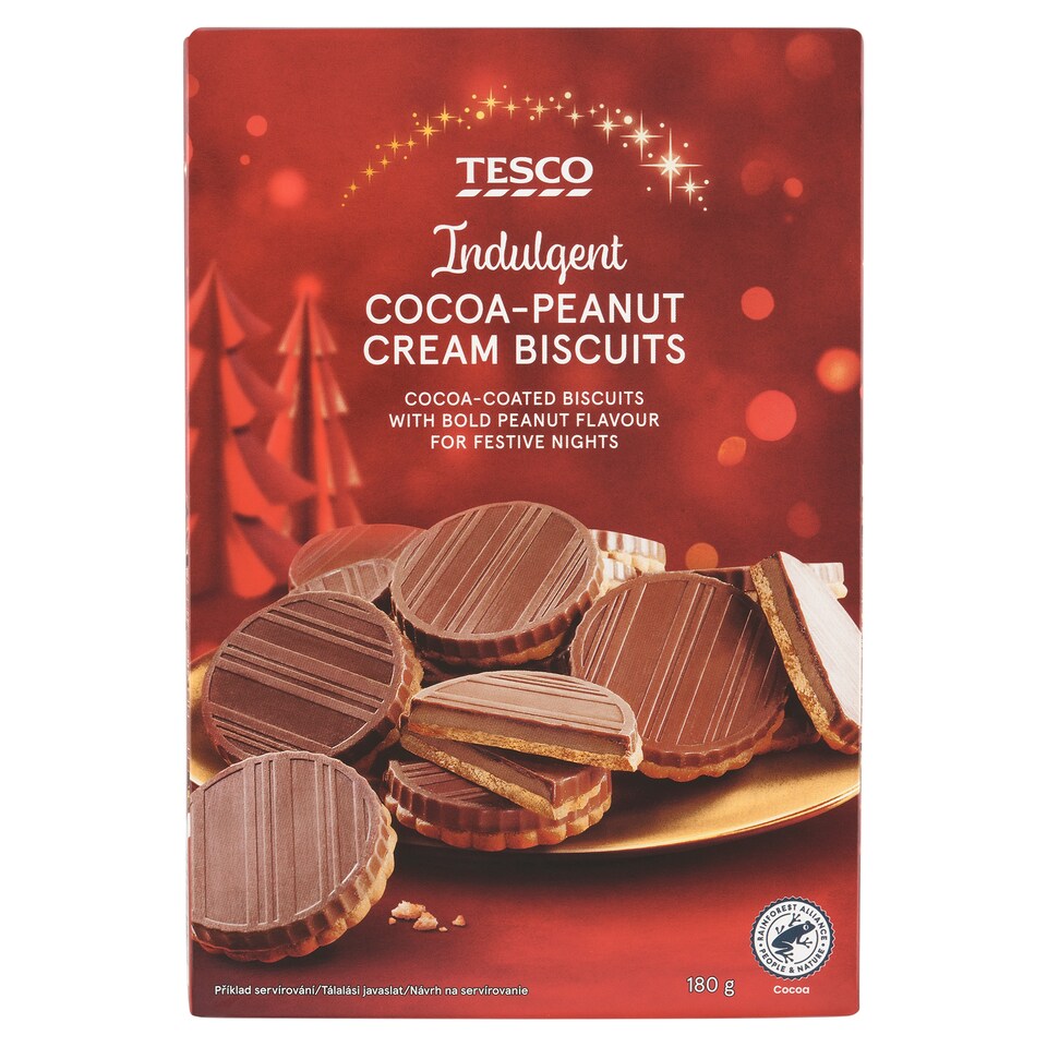 Tesco Indulgent Cocoa-Peanut Cream Biscuits 180 g