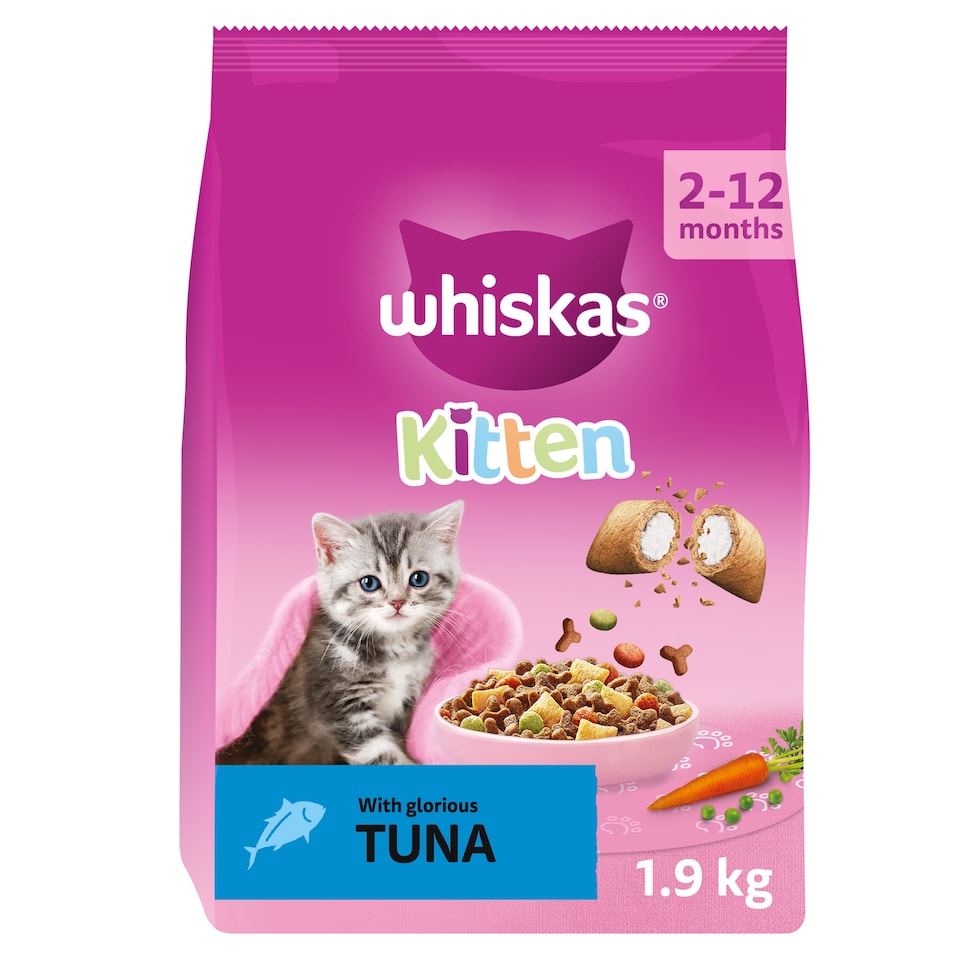 image 1 of WHISKAS 2-12mths Complete Kitten Dry Cat Food with Tuna 1.9kg