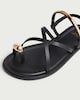 image 3 of F&F Metallic Detail Strappy Toe Ring Sandals in Black