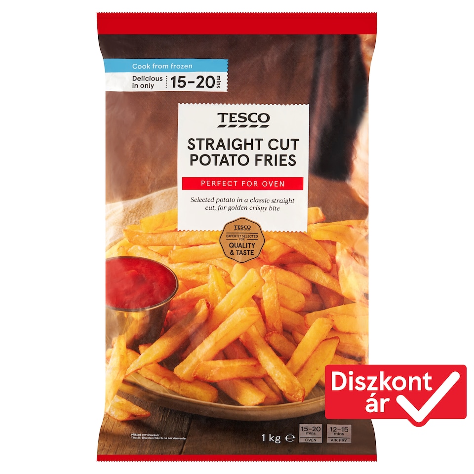Tesco Quick-Frozen Straight Cut Potato Fries 1 kg