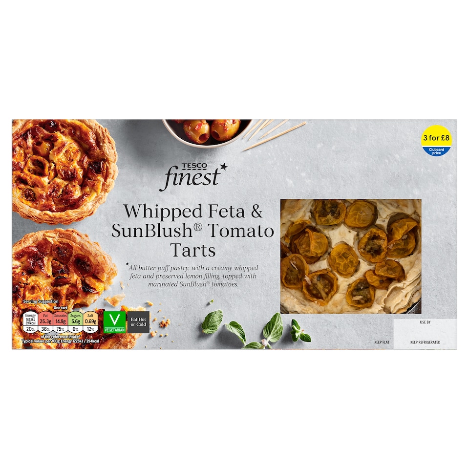 Tesco Finest Whipped Feta & Sunblush Tomato Tarts 270g