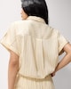 image 4 of F&F Modal Rich Pinstripe Short Sleeved Shirt in Cream