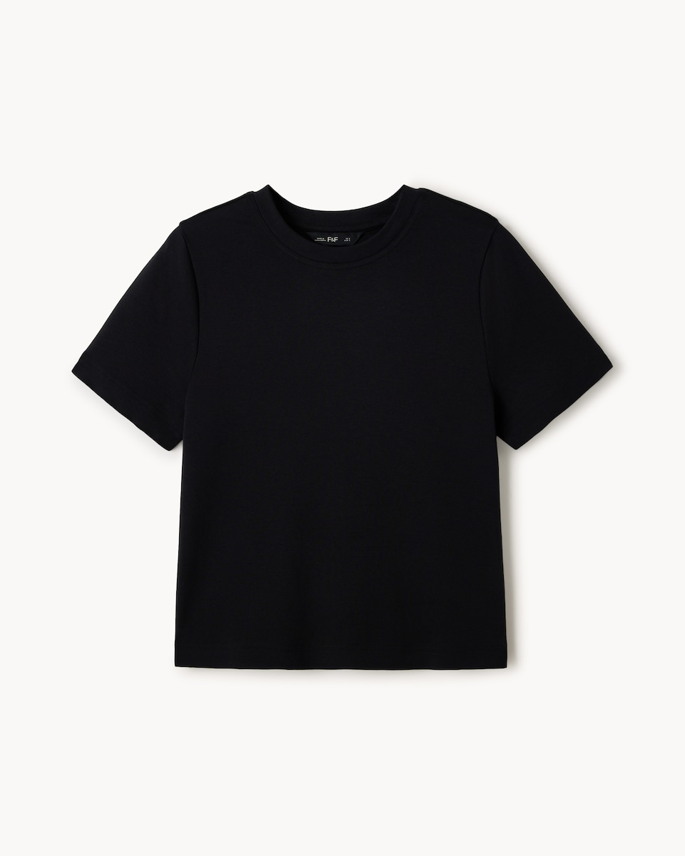 image 1 of F&F Pure Cotton Slim Fit T-Shirt in Black