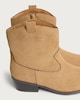 image 3 of F&F Girls Stitch Detail Western Ankle Boots in Tan