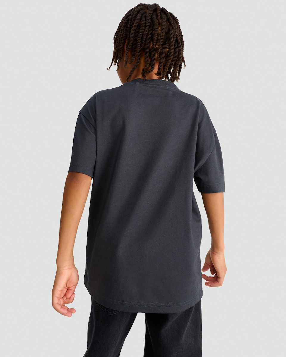 image 1 of F&F Boys Pure Cotton Dripping Headphones Oversized T-Shirt in Grey