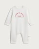 image 1 of F&F Baby Cotton Rich Little & Loved Club Long Sleeved Sleepsuit in White