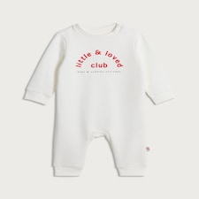 F&F Baby Cotton Rich Little & Loved Club Long Sleeved Sleepsuit in White