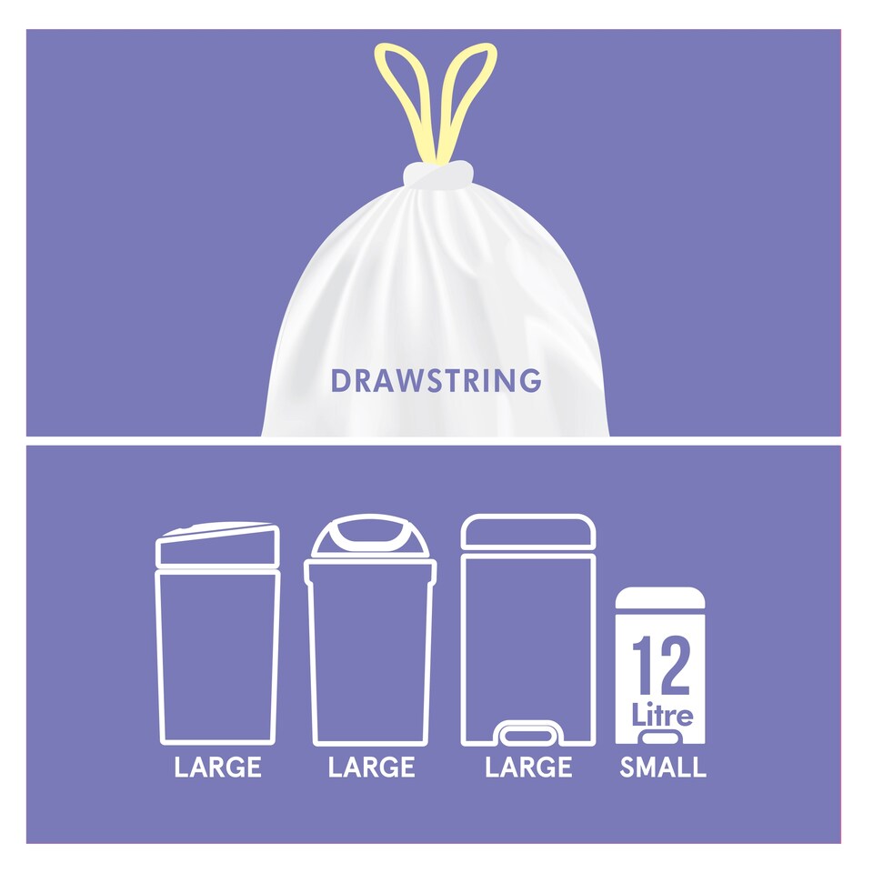 image 1 of Tesco Drawstring Scented Bin Liners 12Lx 25Pk