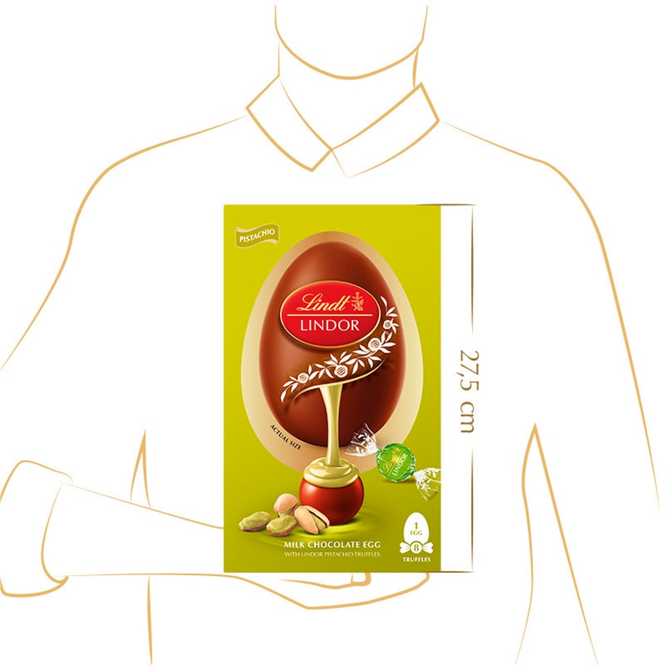 image 1 of Lindt Lindor Milk Chocolate Egg with Lindor Pistachio Truffles 260g