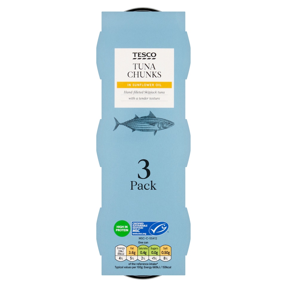 Tesco Tuna Chunks In Oil 3 X 80G