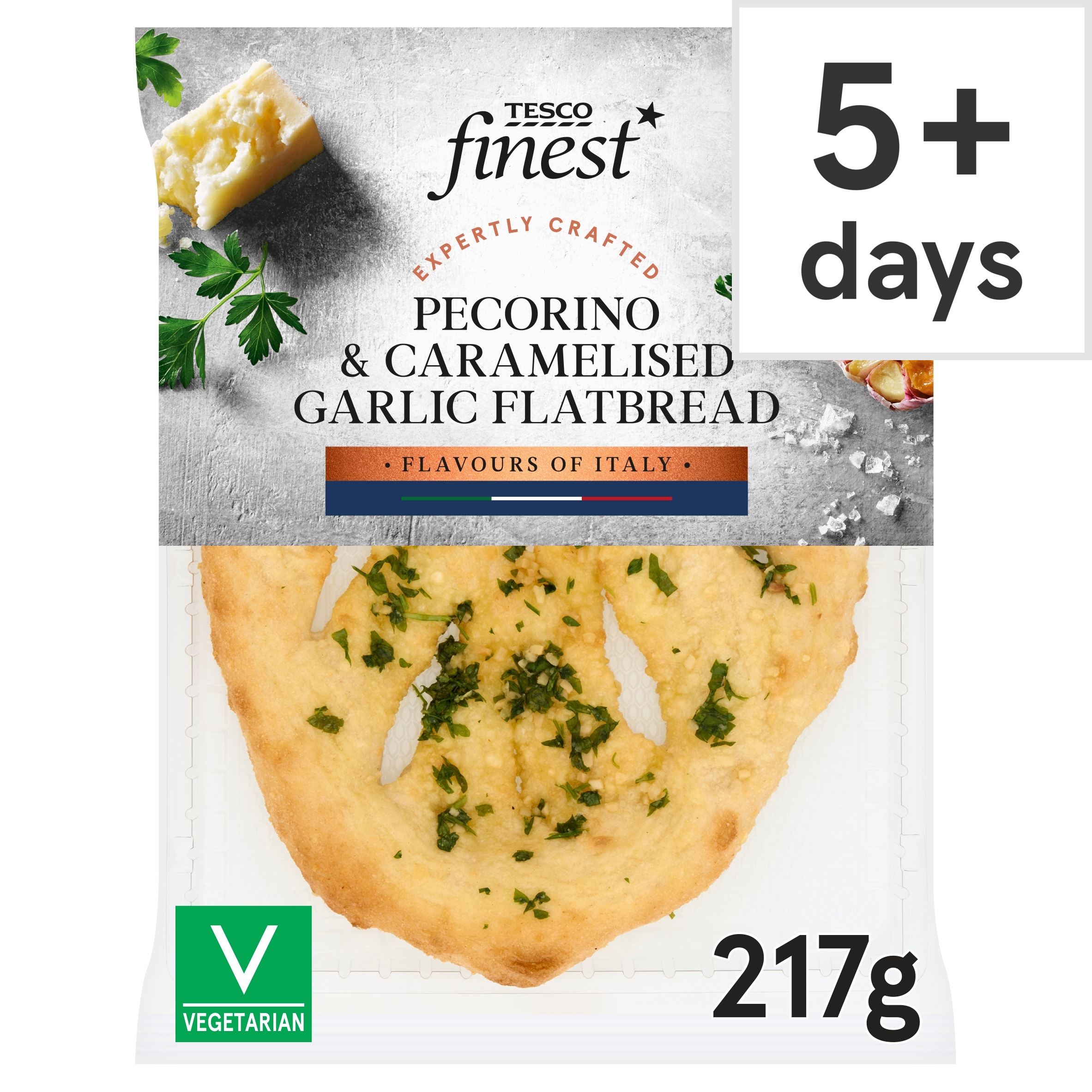 Tesco Finest Pecorino and Caramelised Garlic Flatbread 217g