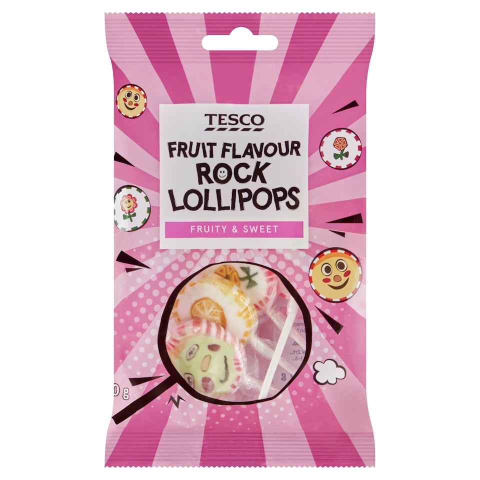 Tesco Fruit Flavour Rock Lollipops 50g