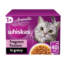 WHISKAS 1+ Aromatic Fragrant Fusions Selection Wet Cat Food Pouches 40x85g
