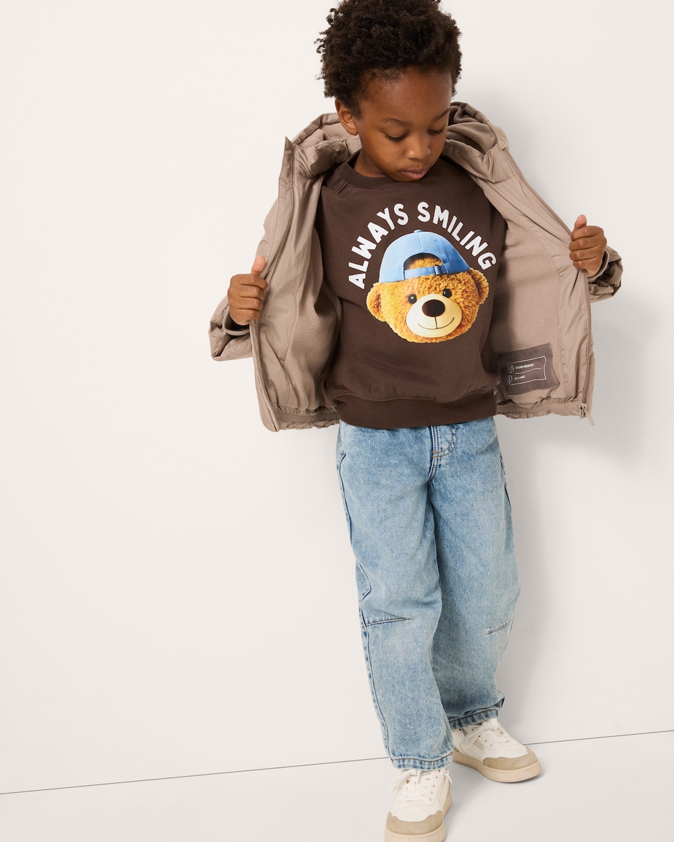 image 1 of F&F Boys Cotton Rich Always Smiling Sweatshirt in Brown