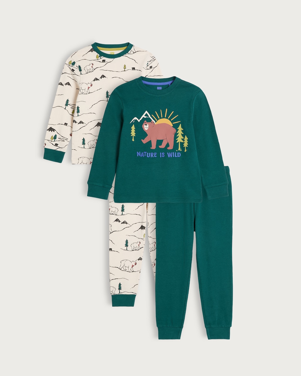 image 1 of F&F Boys 2-Pack Pure Cotton Nature Is Wild Pyjamas in Multi