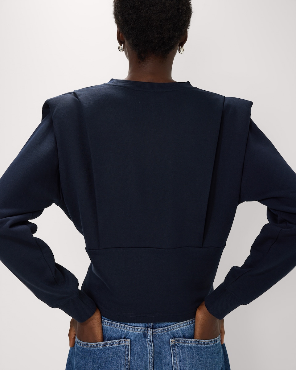 image 1 of F&F Pure Cotton Shoulder Pad Sweatshirt in Navy