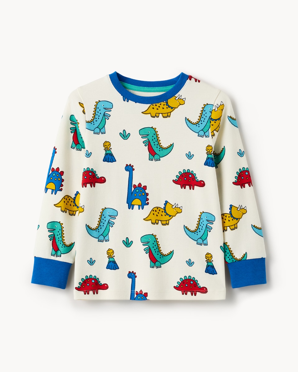 image 1 of F&F Boys Pure Cotton Dinosaur Pyjama Set in Multi