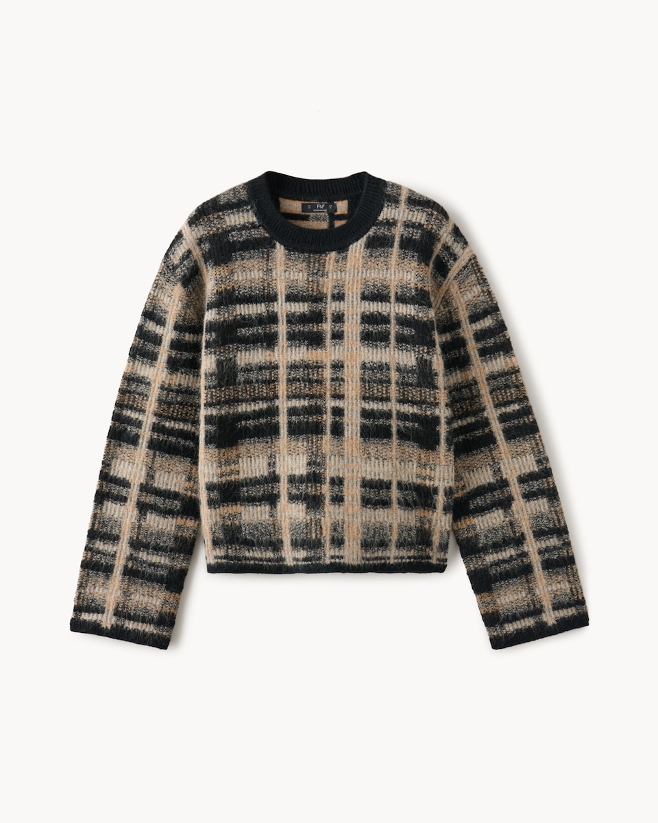 image 1 of F&F Textured Checked Jumper in Multi Black