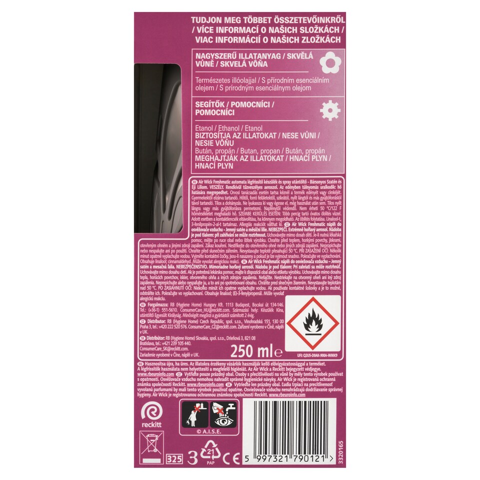 Obrázek 1 pro produkt Air Wick Freshmatic Difuzér a náplň do osvěžovače vzduchu jemný satén a měsíční lilie 250ml