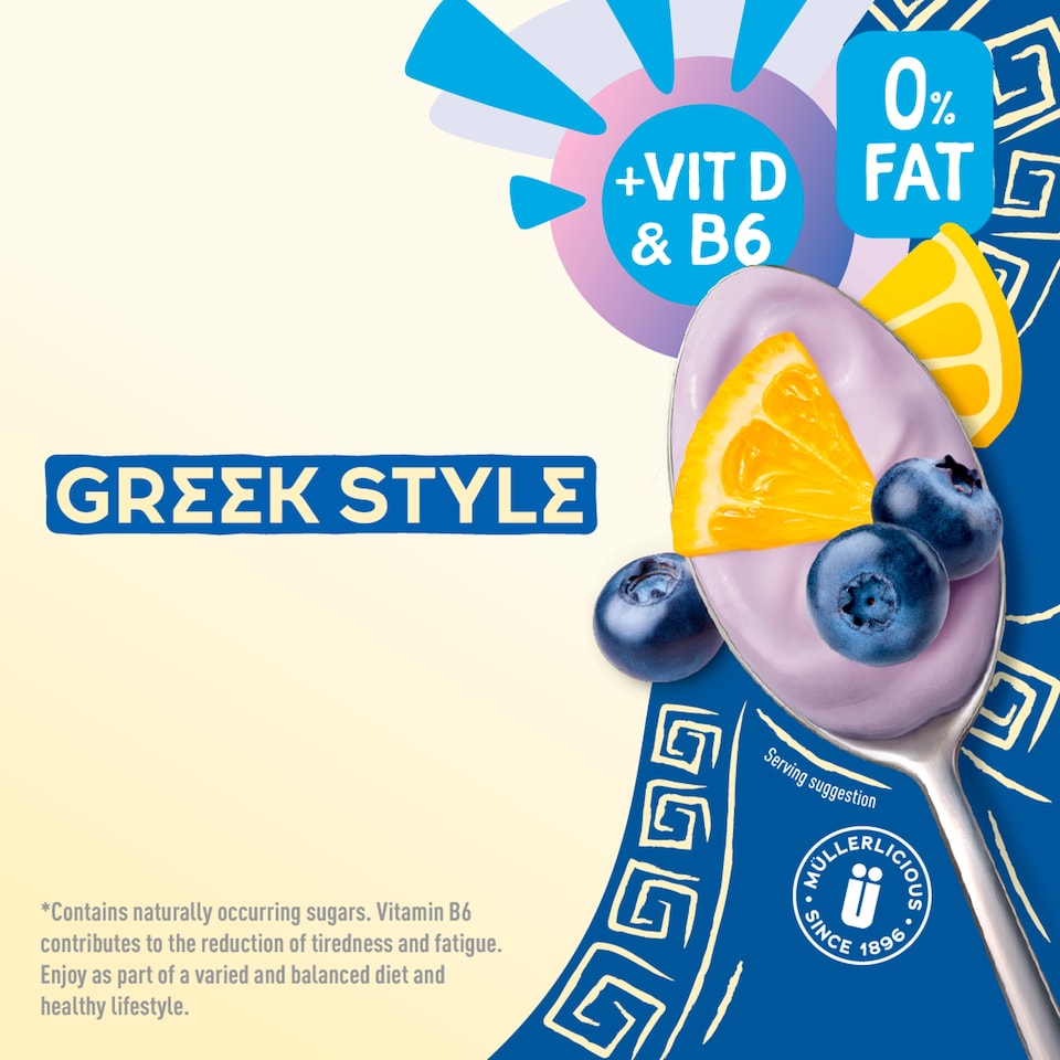 image 1 of Muller Light Greek Style Blueberry & Lemon Yogurt 4x115g