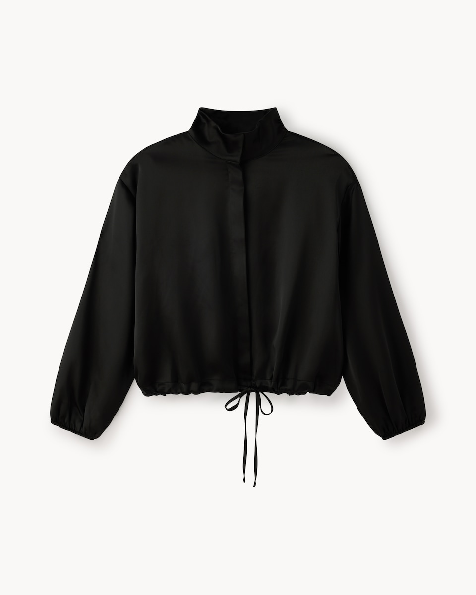 image 1 of F&F Satin High Neck Jacket in Black