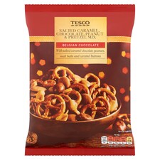 Tesco Salted Caramel Chocolate And Peanut Pretzel Mix 300G