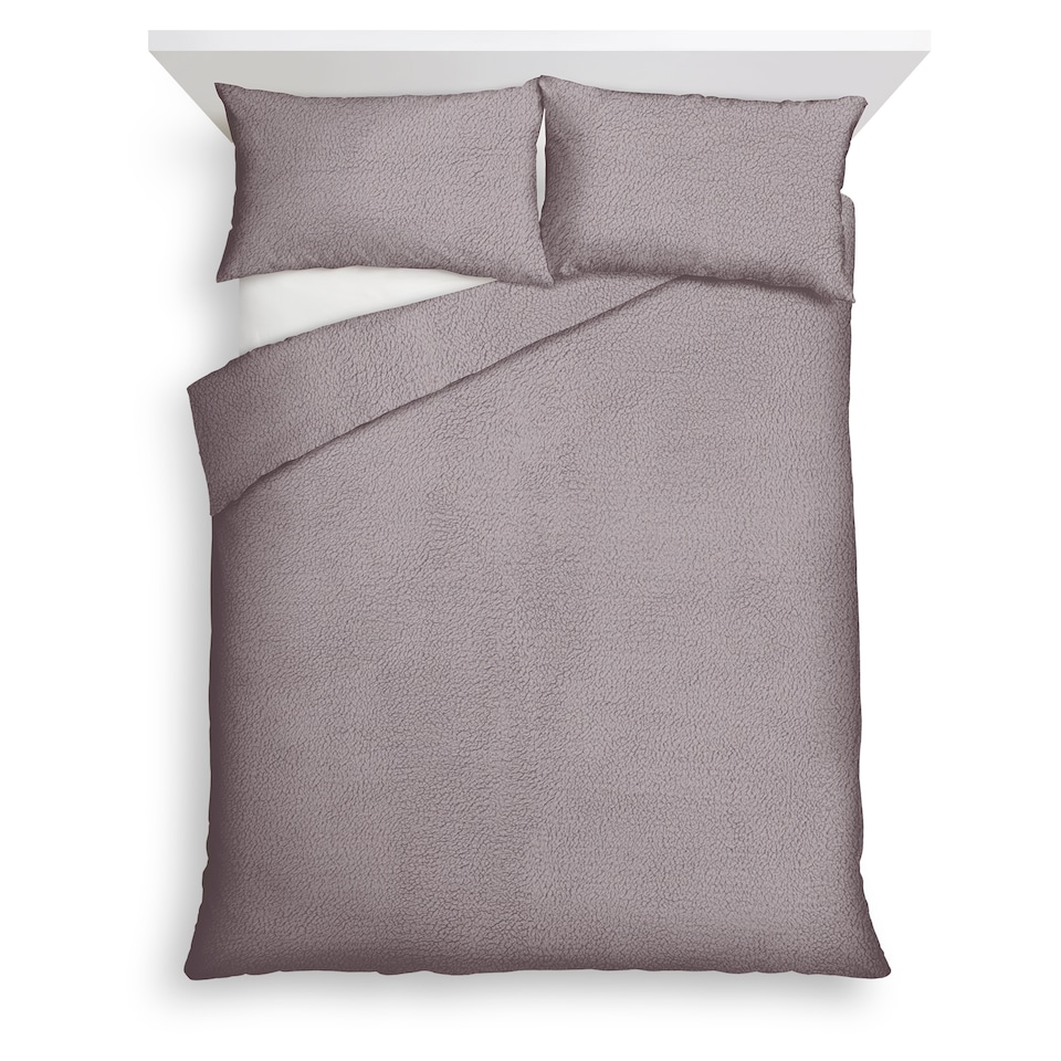 F&F Home Grey Teddy Fleece Duvet Set Double
