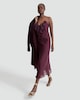 image 1 of F&F V Neck Ruffle Front Strappy Midi Dress in Burgundy
