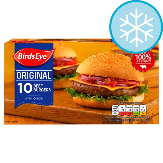 Birds Eye 10 Original Beef Burgers 567G Tesco Groceries