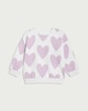image 4 of F&F Girls Cotton Rich Heart Print Sweatshirt in Multi Purple