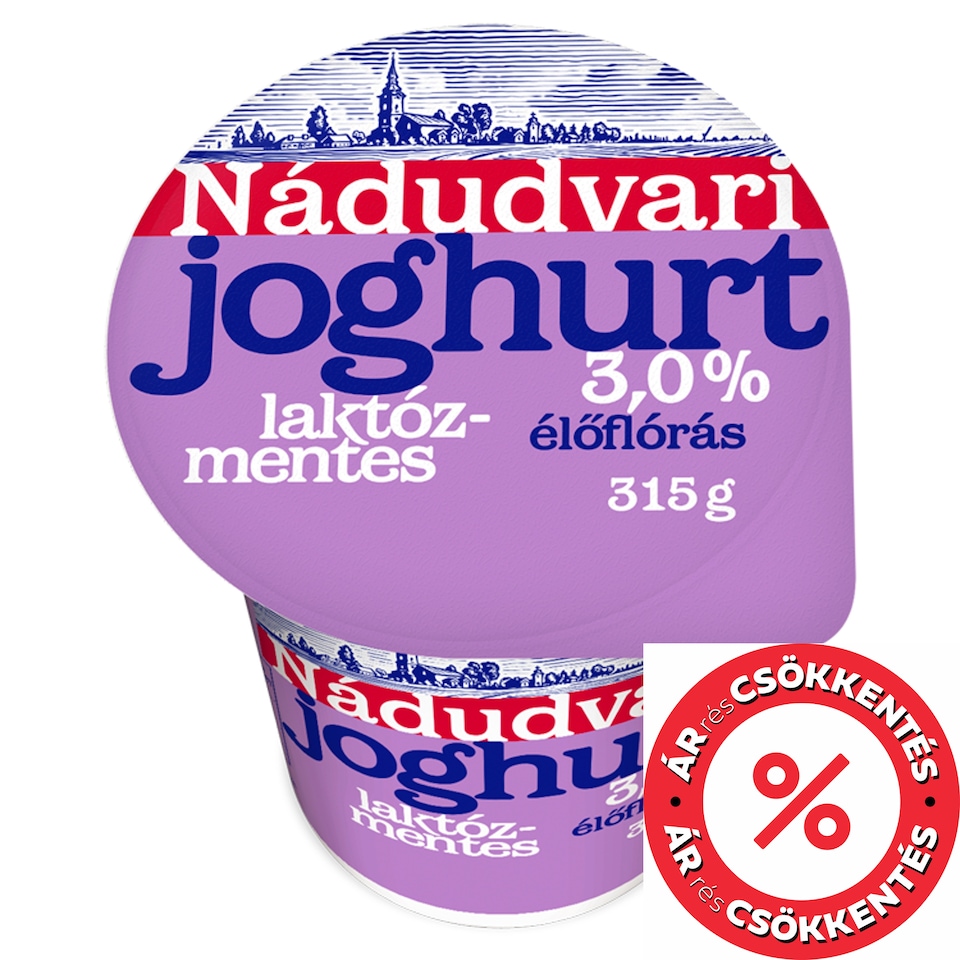 Nádudvari laktózmentes, élőflórás, natúr joghurt 3% 315 g