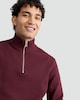 image 2 of F&F Pure Cotton Ribbed Half Zip Jumper in Burgundy