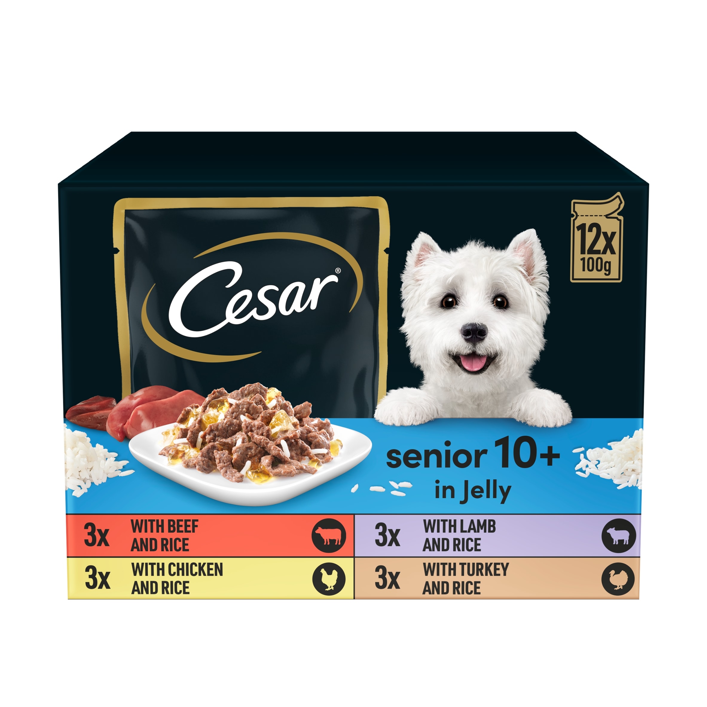 Cesar Senior Wet Dog Food Pouches Mixed in Jelly 12x100g