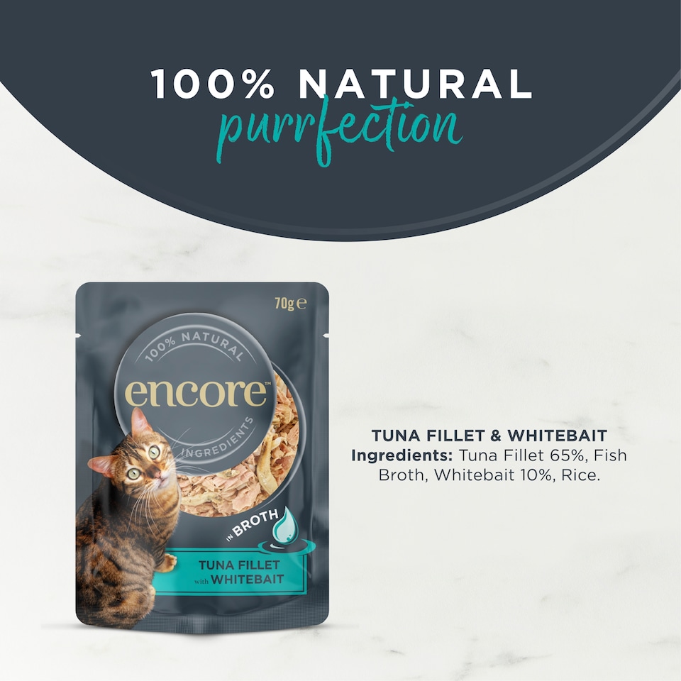 image 1 of Encore Cat Food Tuna & Whitebait Pouch 70G