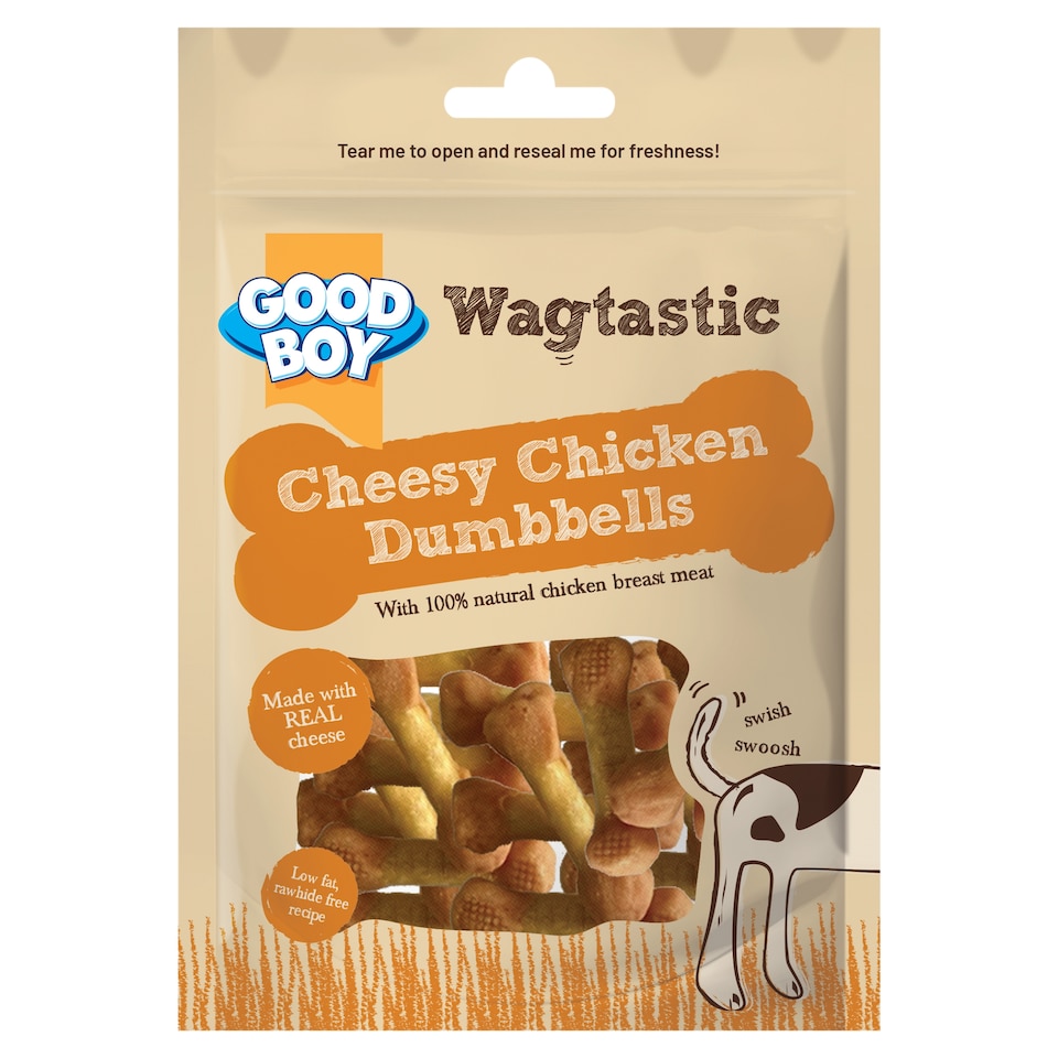 Good Boy Wagtastic Cheesy Chicken Dumbells Dog Treat 80g