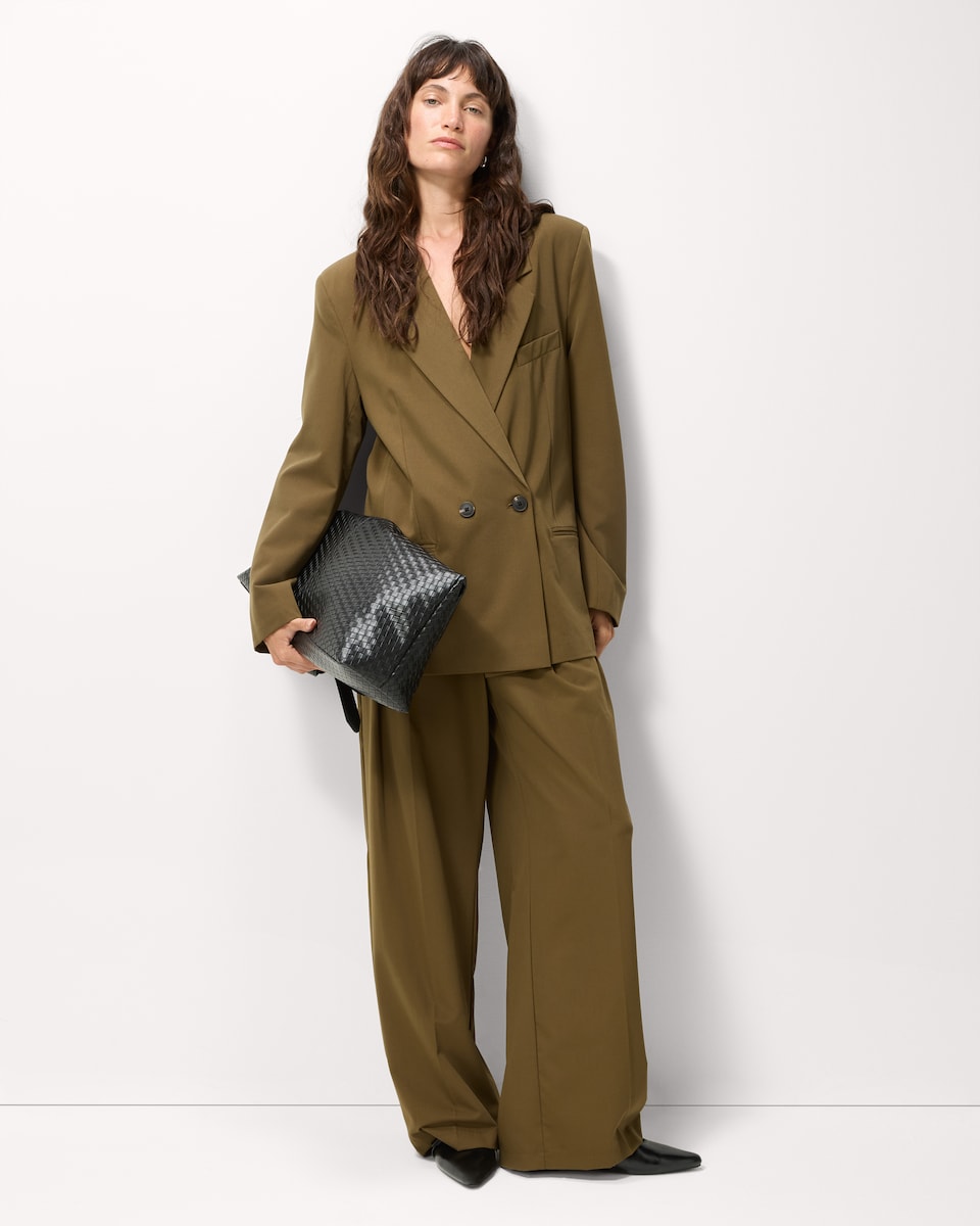 image 1 of F&F Tailored Double Breasted Blazer in Khaki