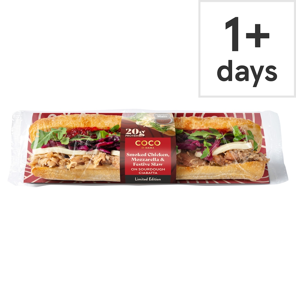 Coco Di Mama Smoked Chicken Thigh, Mozzarella & Red Slaw Ciabatta